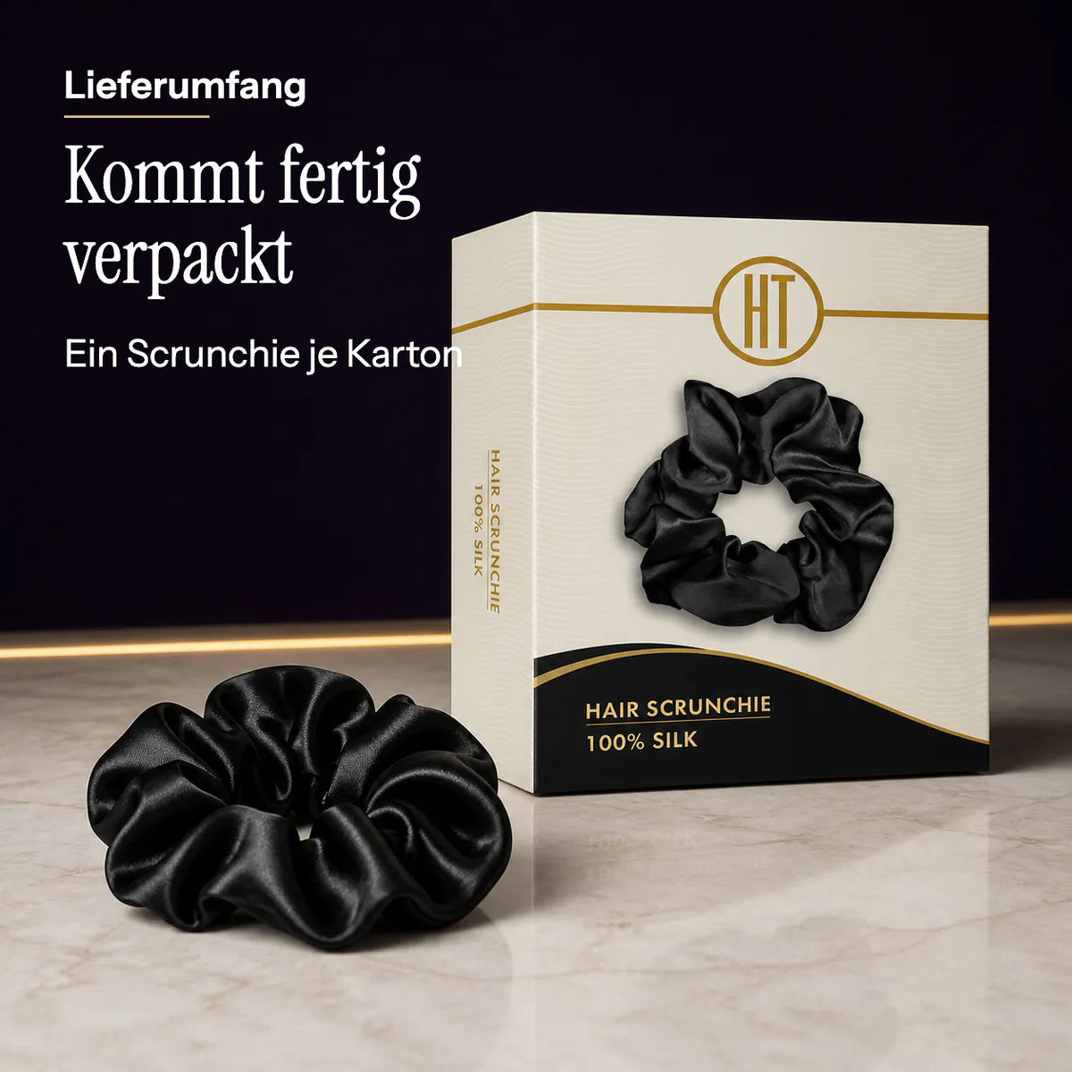 Black Scrunchie aus Seide